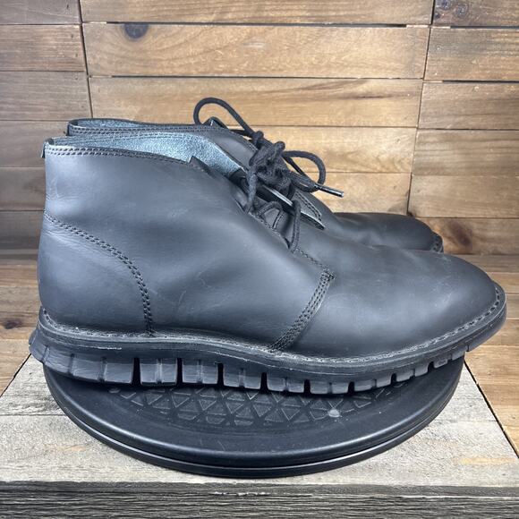 Cole Haan Zerogrand Mens Size US 10M Triple Black Leather Chukka Lace Up Boots - Picture 1 of 10
